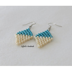 White and blue earrings