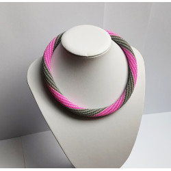 Striped necklace with pink