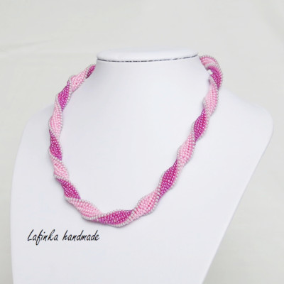 Spiral Necklace in Pinks and Green