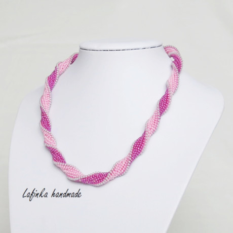 Spiral Necklace in Pinks and Green