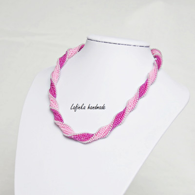 Spiral Necklace in Pinks and Green