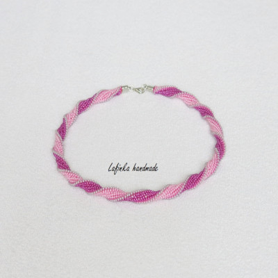 Spiral Necklace in Pinks and Green